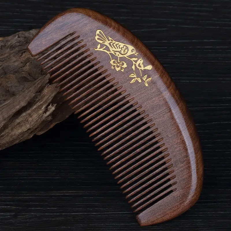 Ebony Wooden Hair Comb for Women's Long Hair