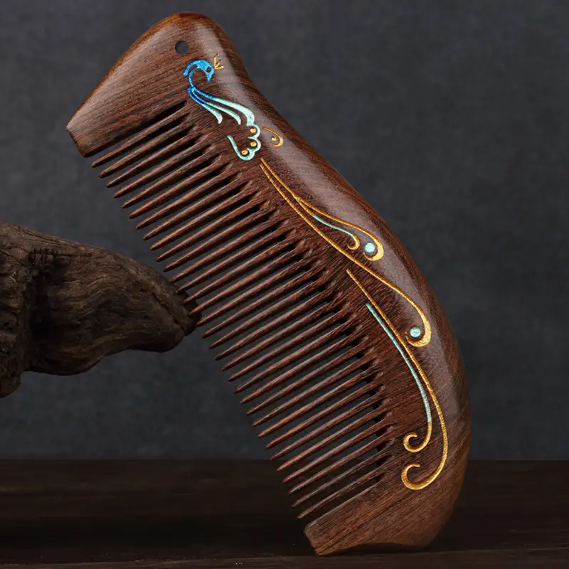 Ebony Wooden Hair Comb for Women's Long Hair