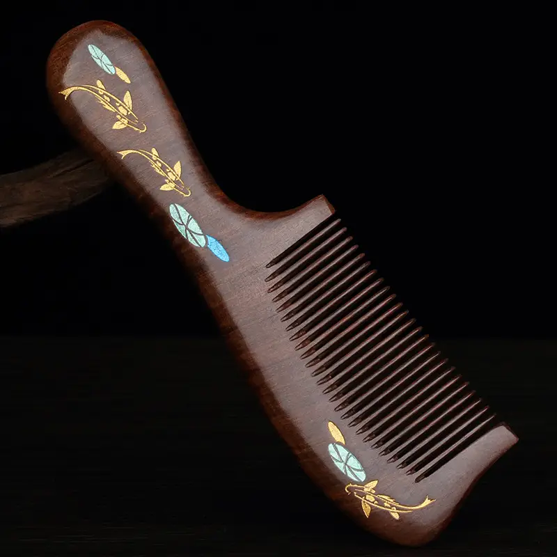 Ebony Wooden Hair Comb for Women's Long Hair