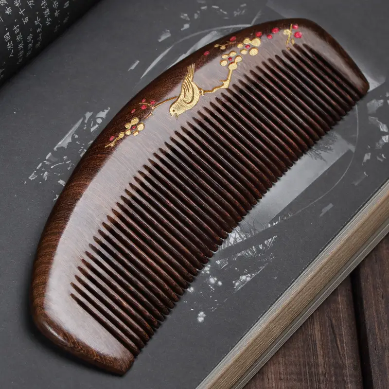 Ebony Wooden Hair Comb for Women's Long Hair