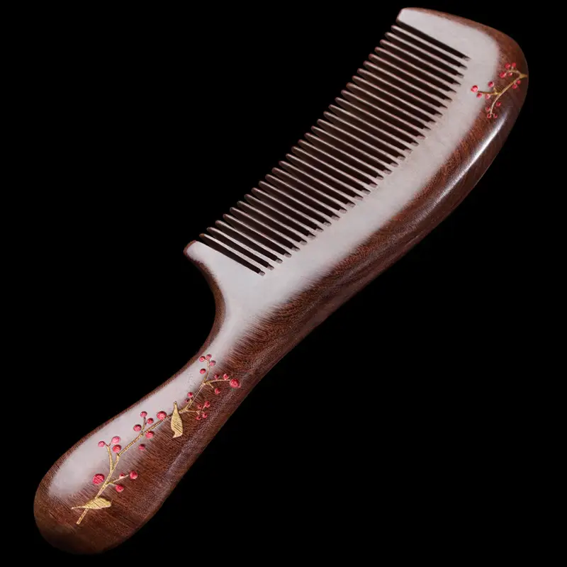 Ebony Wooden Hair Comb for Women's Long Hair