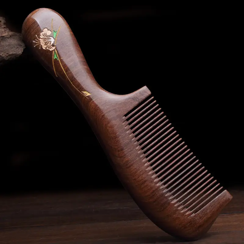 Ebony Wooden Hair Comb for Women's Long Hair