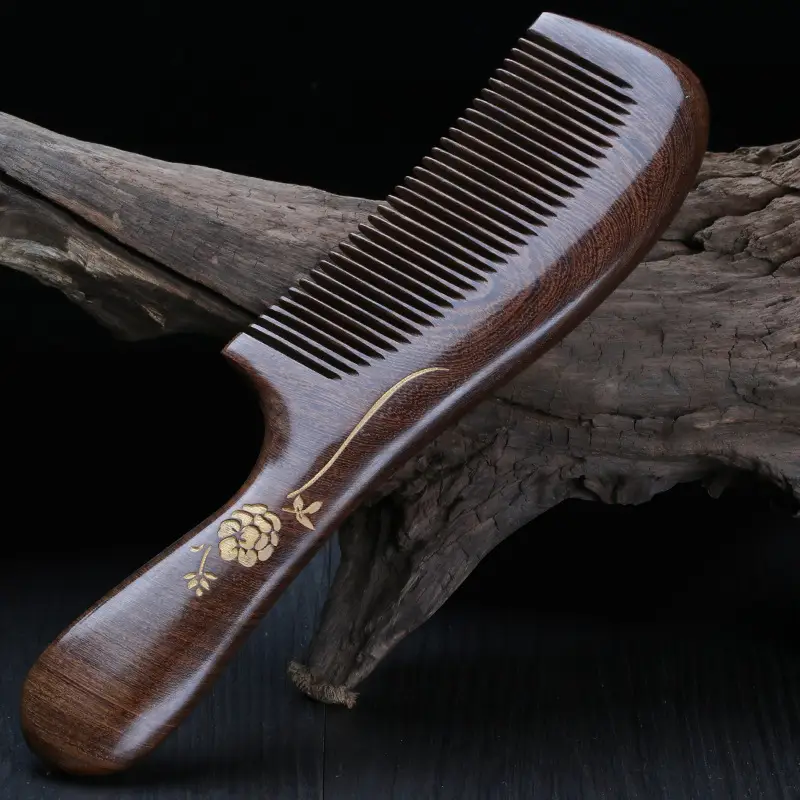 Ebony Wooden Hair Comb for Women's Long Hair