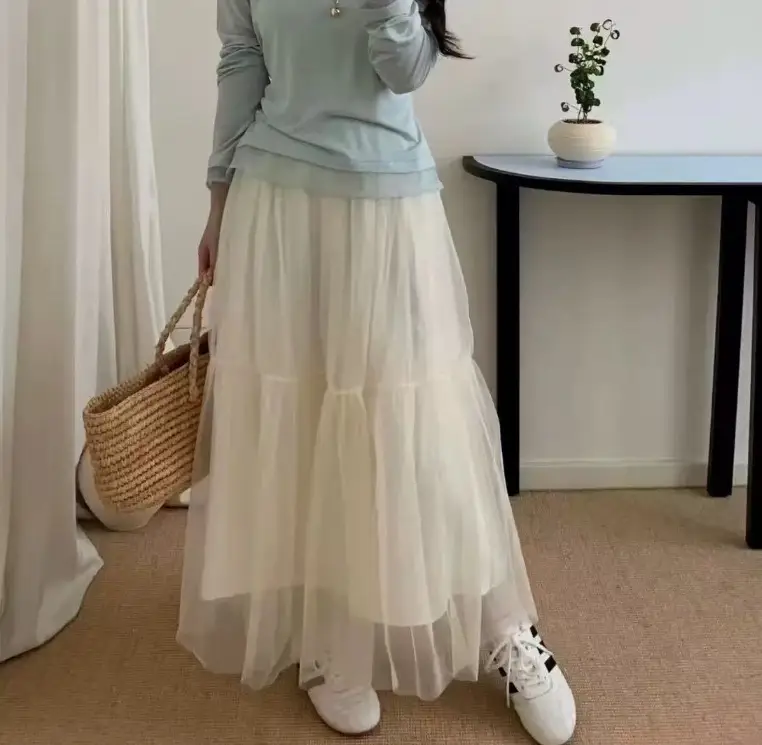 Women's A-Line Printed Skirt Cream Longwear