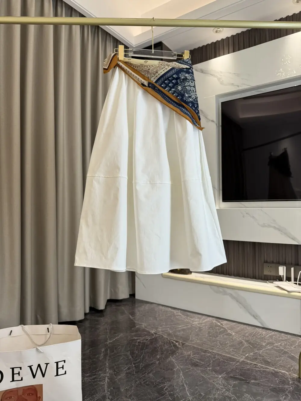 Women's A-Line Printed Skirt Cream Longwear