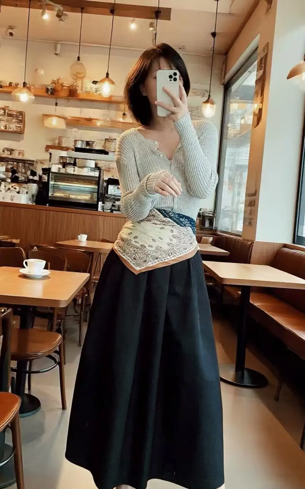 Women's A-Line Printed Skirt Cream Longwear