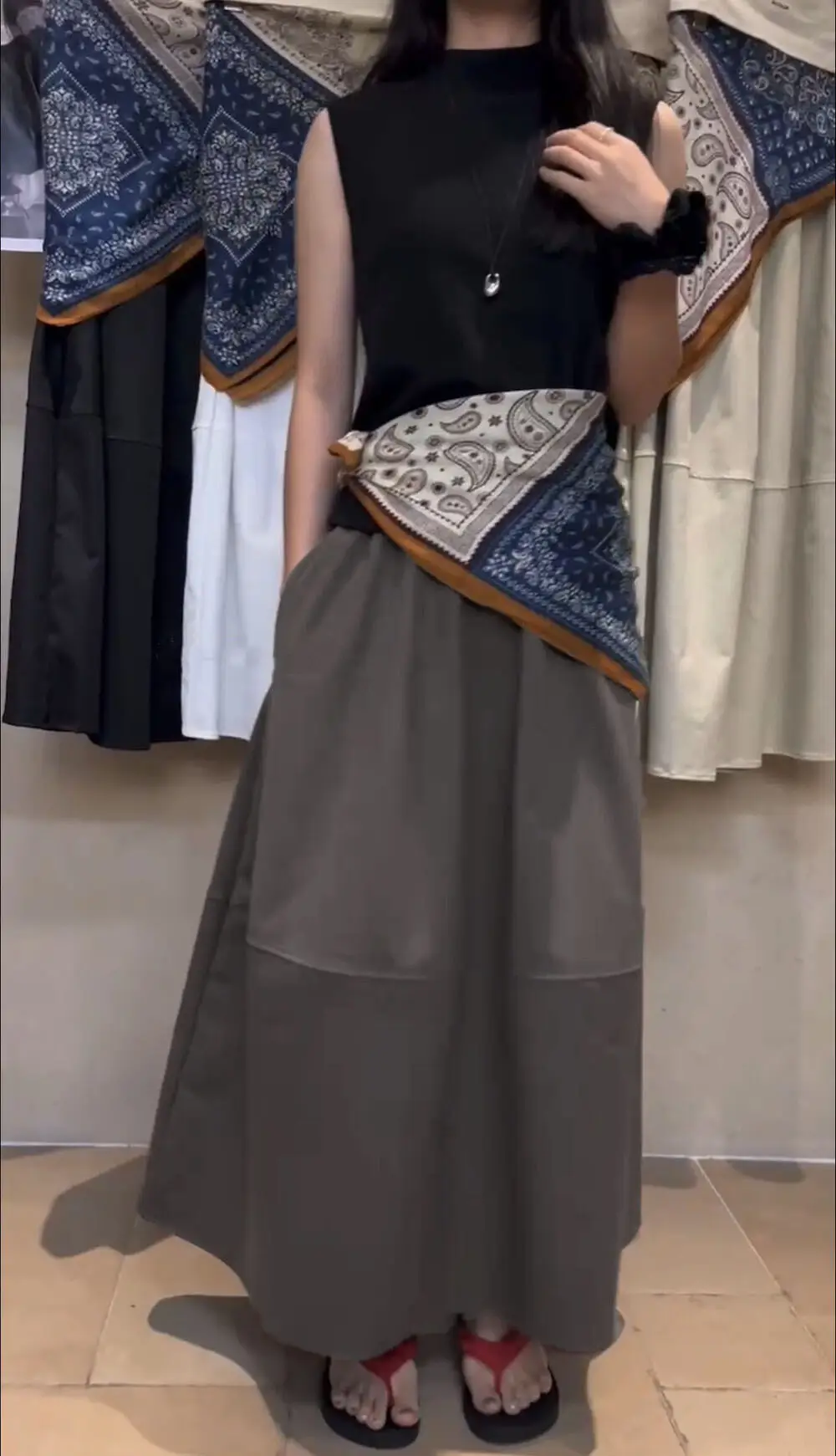 Women's A-Line Printed Skirt Cream Longwear