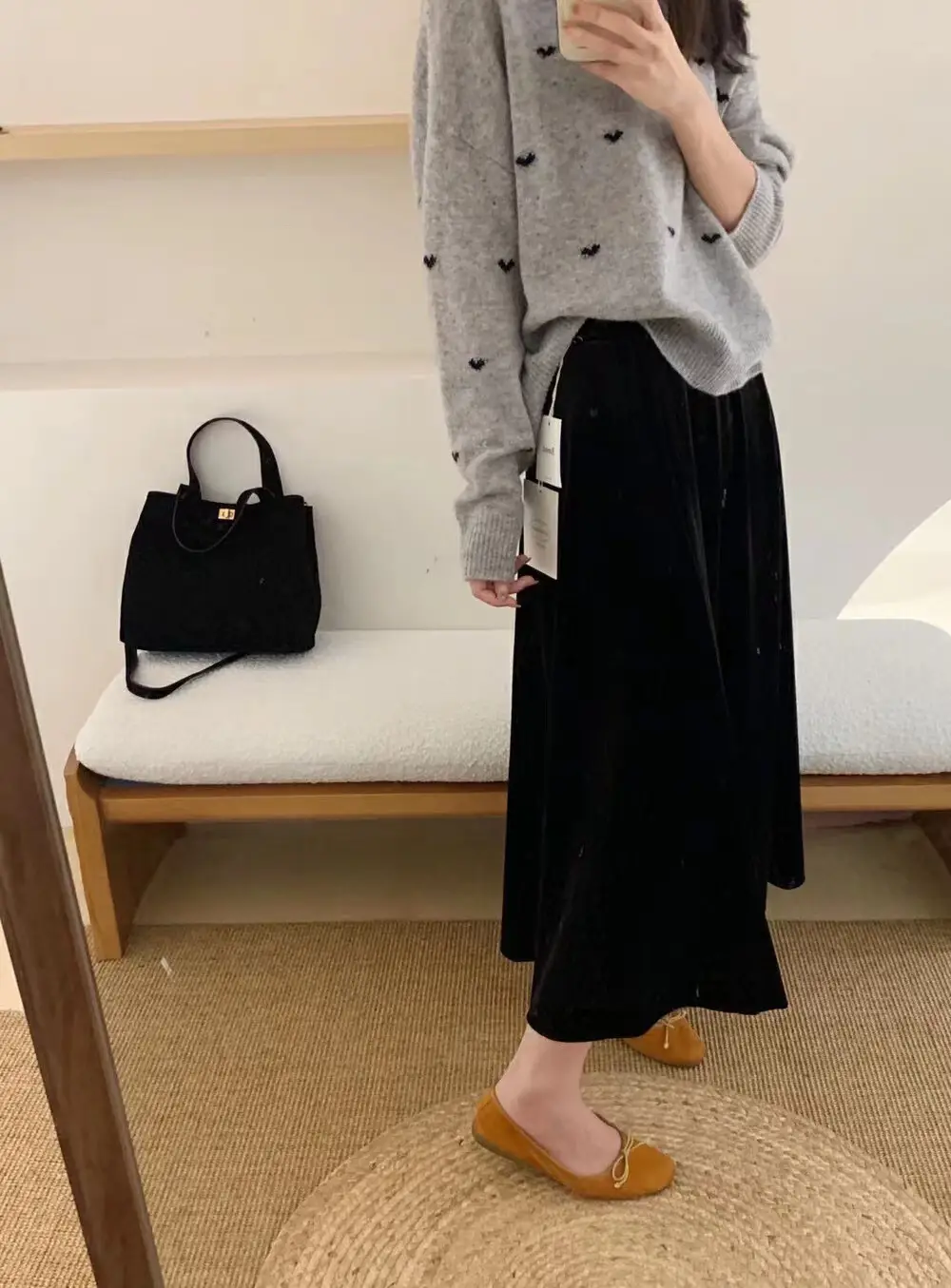 Women's A-Line Printed Skirt Cream Longwear