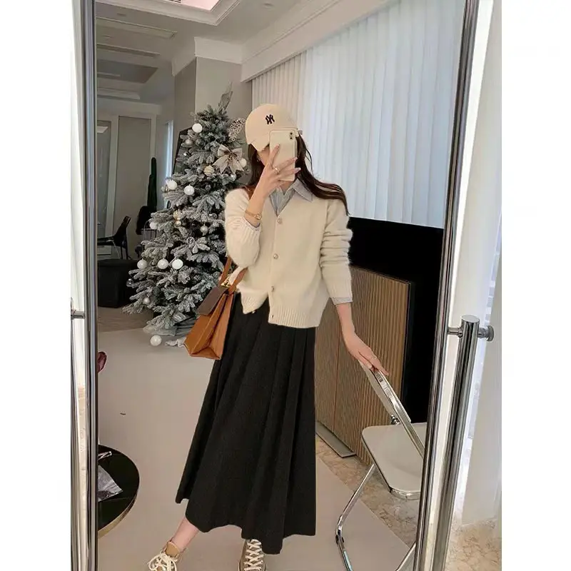 Women's A-Line Printed Skirt Cream Longwear