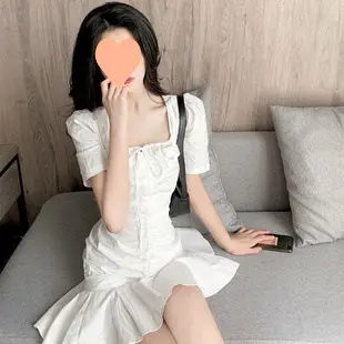 White Long Skirt Square Neck Dress for Women — feature 21
