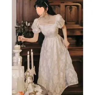 White Long Skirt Square Neck Dress for Women — feature 47