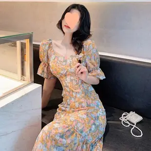 White Long Skirt Square Neck Dress for Women — feature 63