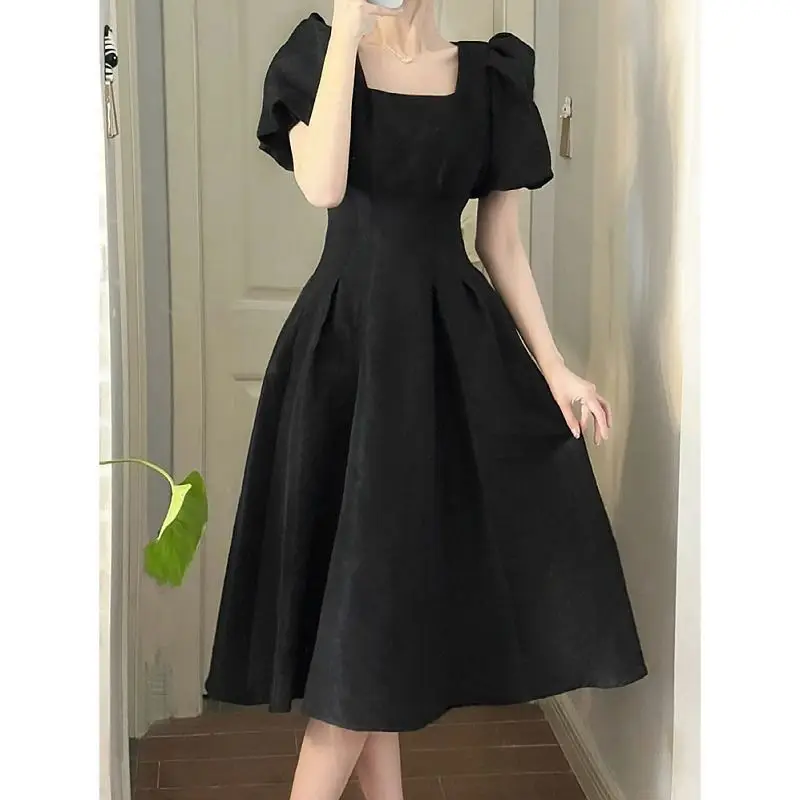 White Long Skirt Square Neck Dress for Women — feature 9