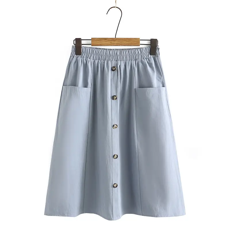 Black High Waist Button Skirt for Girls Large Size - Image 3