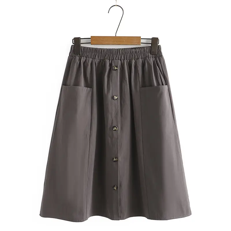 Black High Waist Button Skirt for Girls Large Size - Image 2