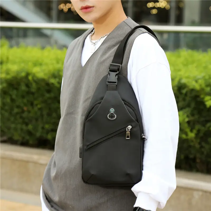 Blue Leather Crossbody Bag for Men - Image 6