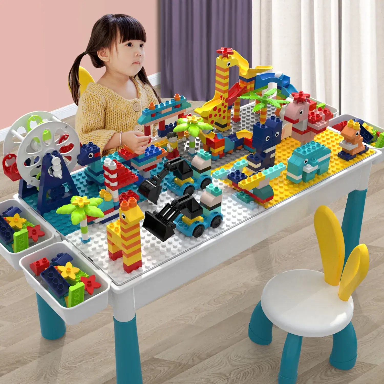 Multi-Functional Lego Building Blocks Table for Kids 3-6 Years - Image 12