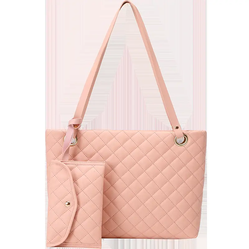 Two-Piece Tote Bag Set for Women White & Pink Wholesale — feature 2
