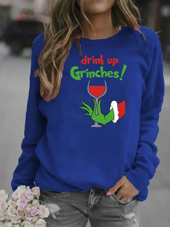 Women's Red Green Fur Monster Printed Sweatshirt 2025 - Image 10