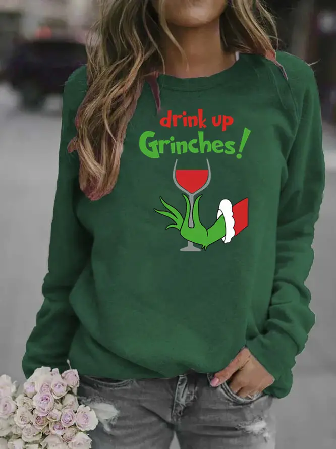Women's Red Green Fur Monster Printed Sweatshirt 2025 - Image 11