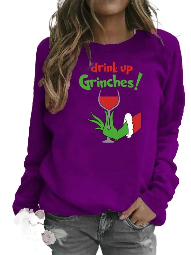 Women's Red Green Fur Monster Printed Sweatshirt 2025 - Image 12