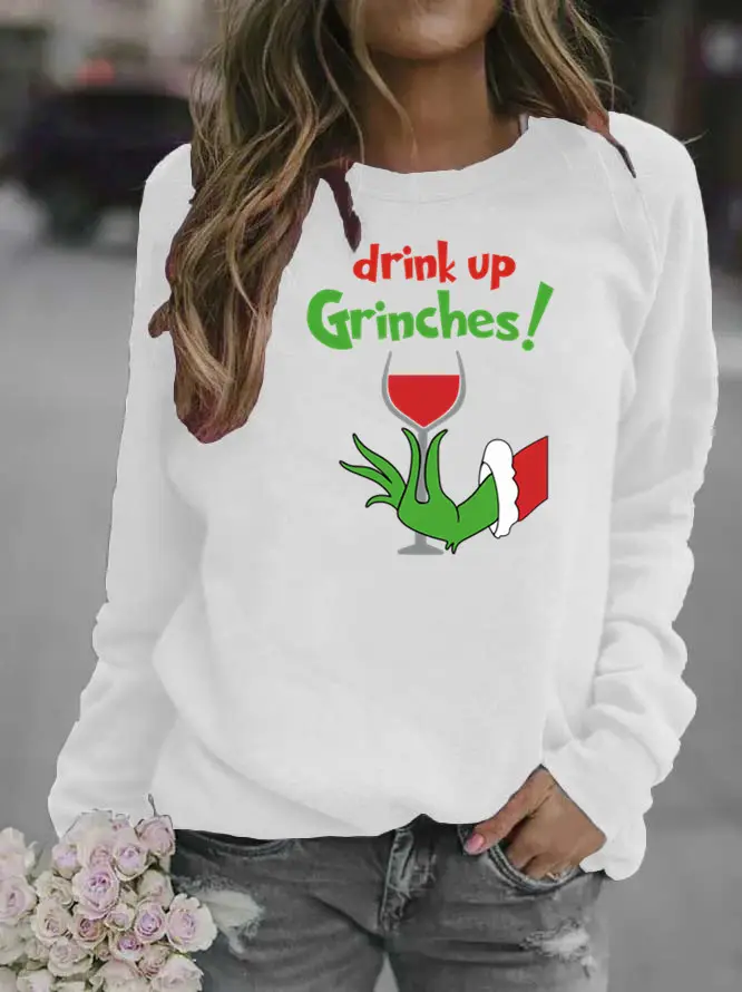 Women's Red Green Fur Monster Printed Sweatshirt 2025 - Image 2