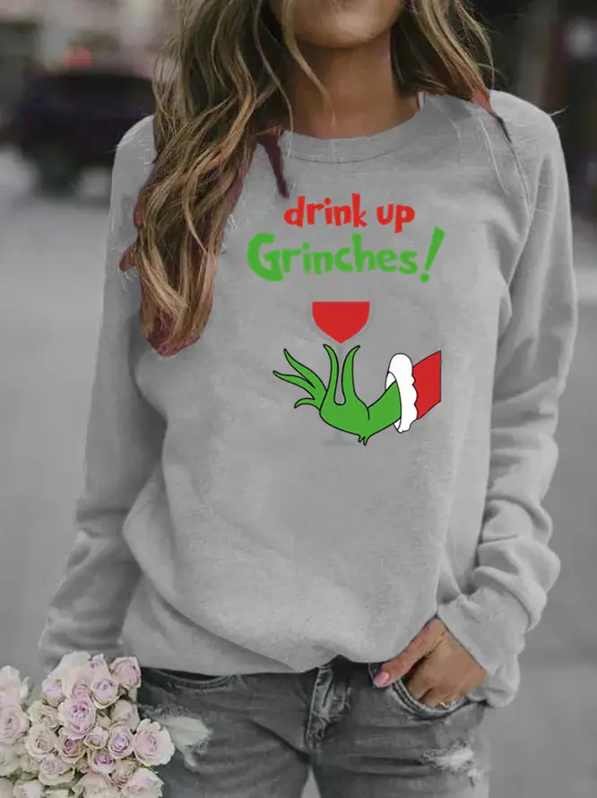 Women's Red Green Fur Monster Printed Sweatshirt 2025 - Image 3