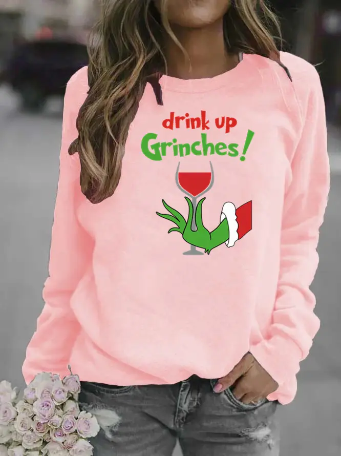 Women's Red Green Fur Monster Printed Sweatshirt 2025 - Image 5