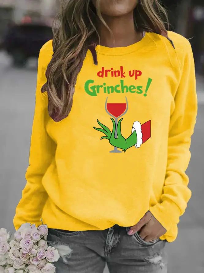 Women's Red Green Fur Monster Printed Sweatshirt 2025 - Image 6
