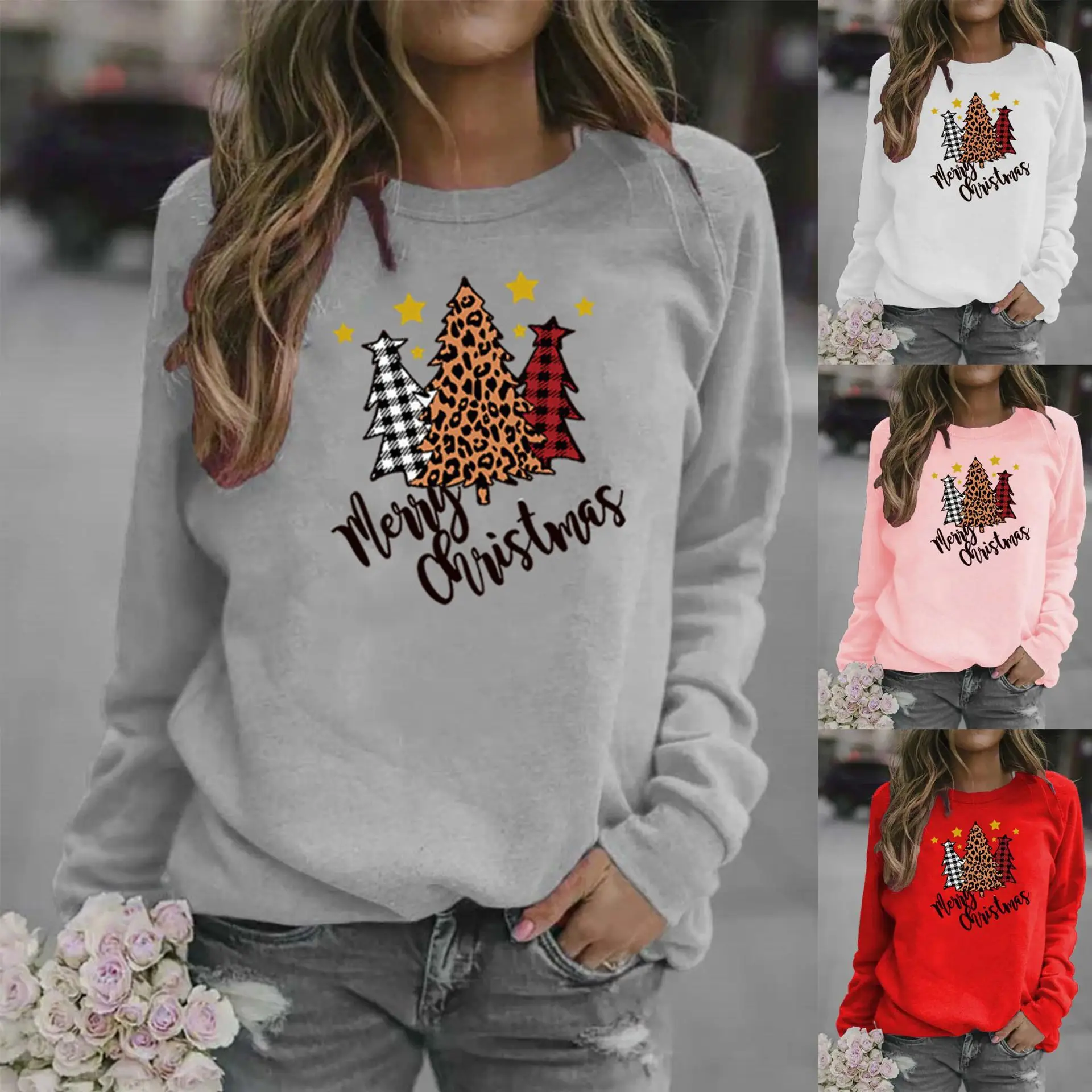 Women's 2025 Christmas Crewneck Sweat Yellow - Image 9