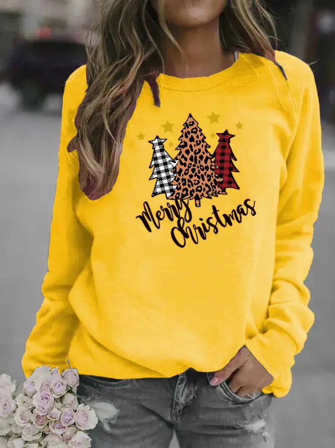 Women's 2025 Christmas Crewneck Sweat Yellow - Image 6