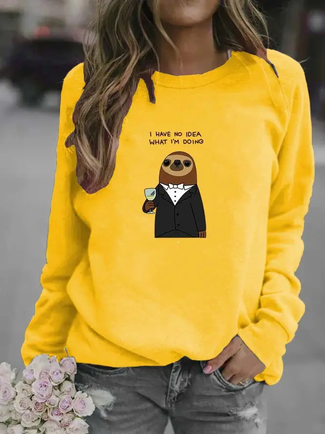 Women Red Sweatshirt with Cartoon Bear Design - Image 5
