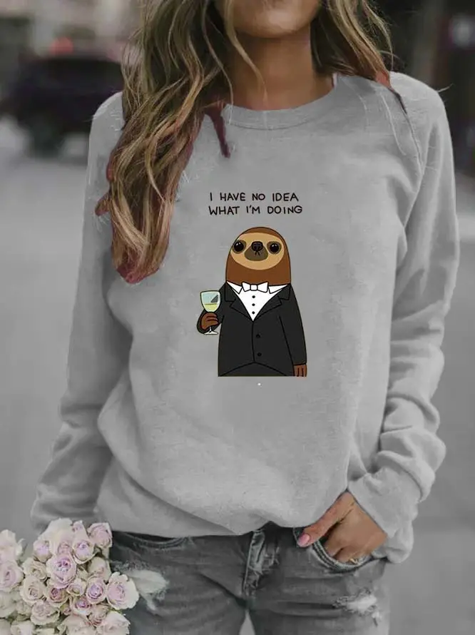 Women Red Sweatshirt with Cartoon Bear Design - Image 3