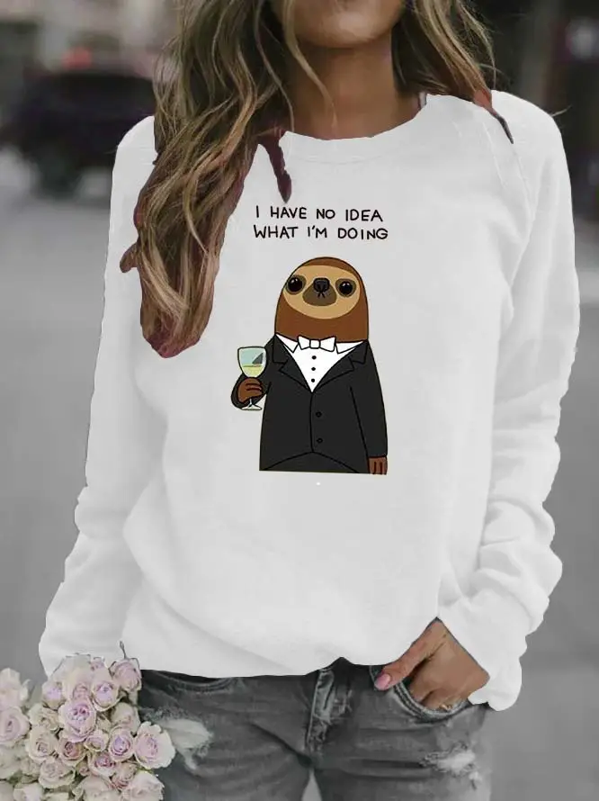Women Red Sweatshirt with Cartoon Bear Design - Image 2