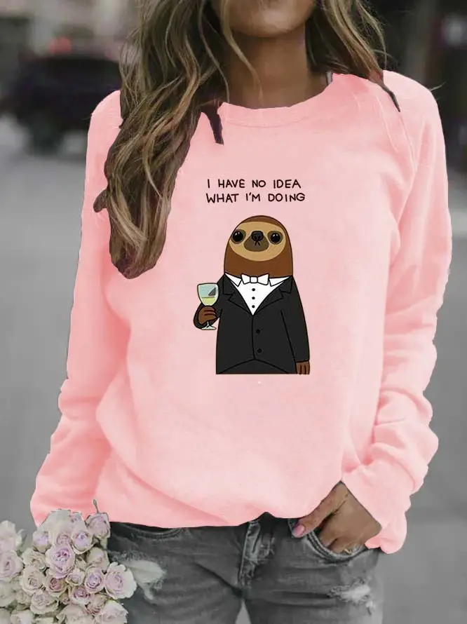 Women Red Sweatshirt with Cartoon Bear Design - Image 4