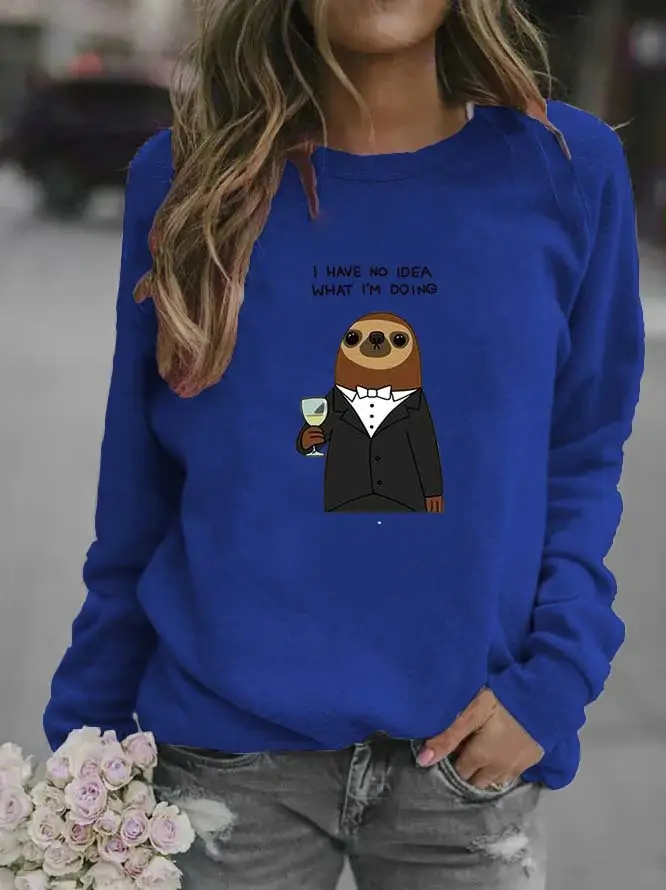 Women Red Sweatshirt with Cartoon Bear Design - Image 6
