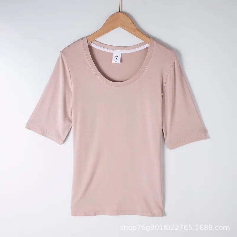 Black Round Neck Mid Sleeve T-Shirt 2022 Summer - Image 4