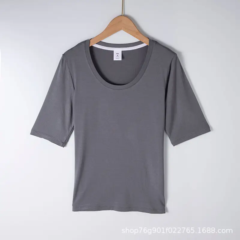 Black Round Neck Mid Sleeve T-Shirt 2022 Summer - Image 5