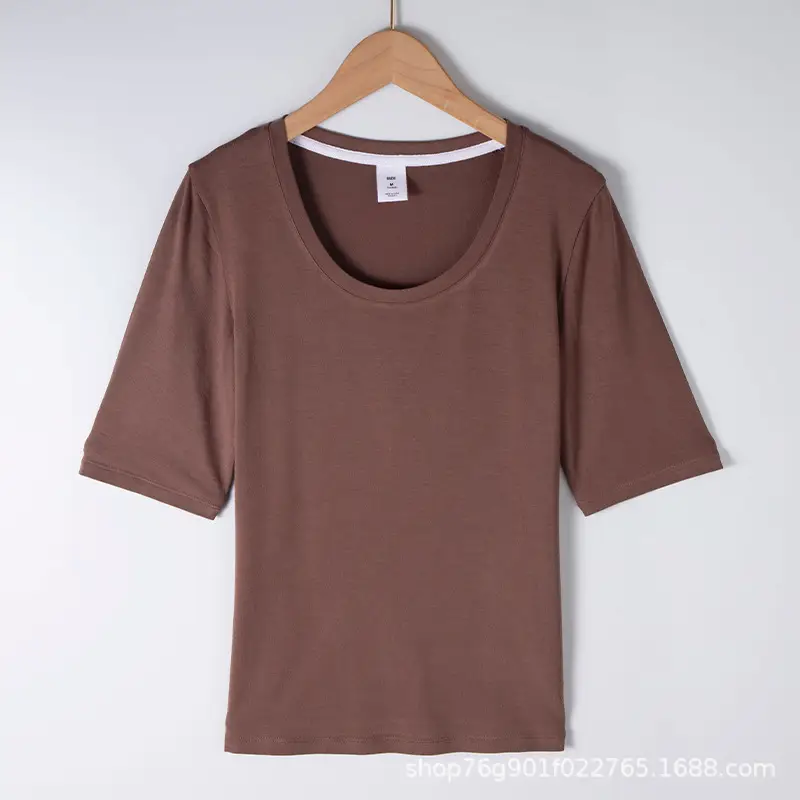 Black Round Neck Mid Sleeve T-Shirt 2022 Summer - Image 3
