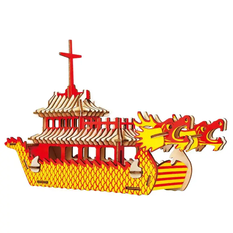 3D Wooden Dragon Boat Toy for Kids - Image 14