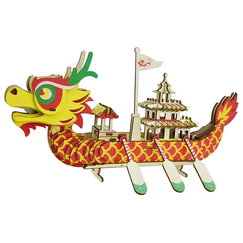 3D Wooden Dragon Boat Toy for Kids - Image 15