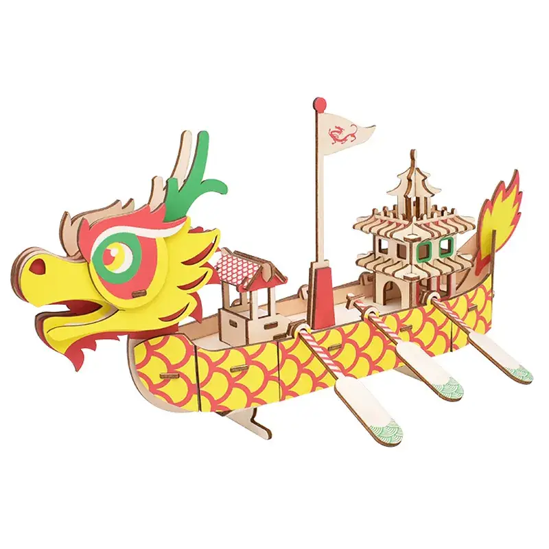 3D Wooden Dragon Boat Toy for Kids - Image 16