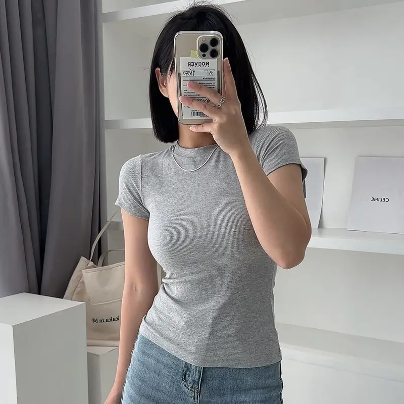 Women Cotton Slimming T-Shirt Olive Green Round Neck
