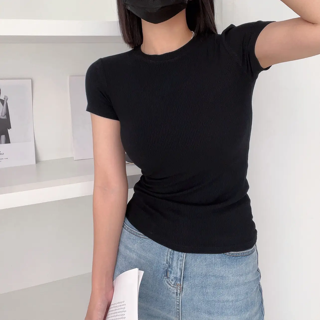 Women Cotton Slimming T-Shirt Olive Green Round Neck — feature 25