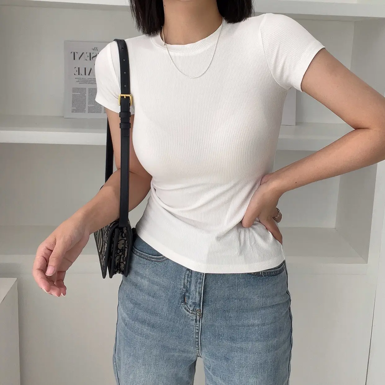 Women Cotton Slimming T-Shirt Olive Green Round Neck — feature 27