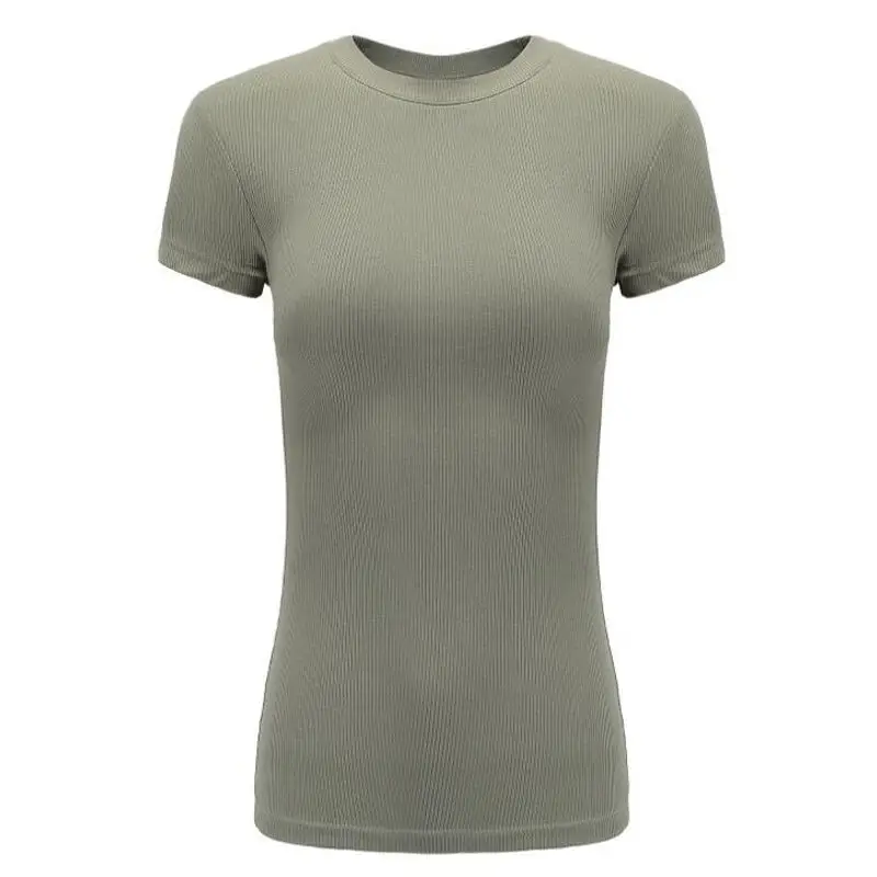 Women Cotton Slimming T-Shirt Olive Green Round Neck — feature 4