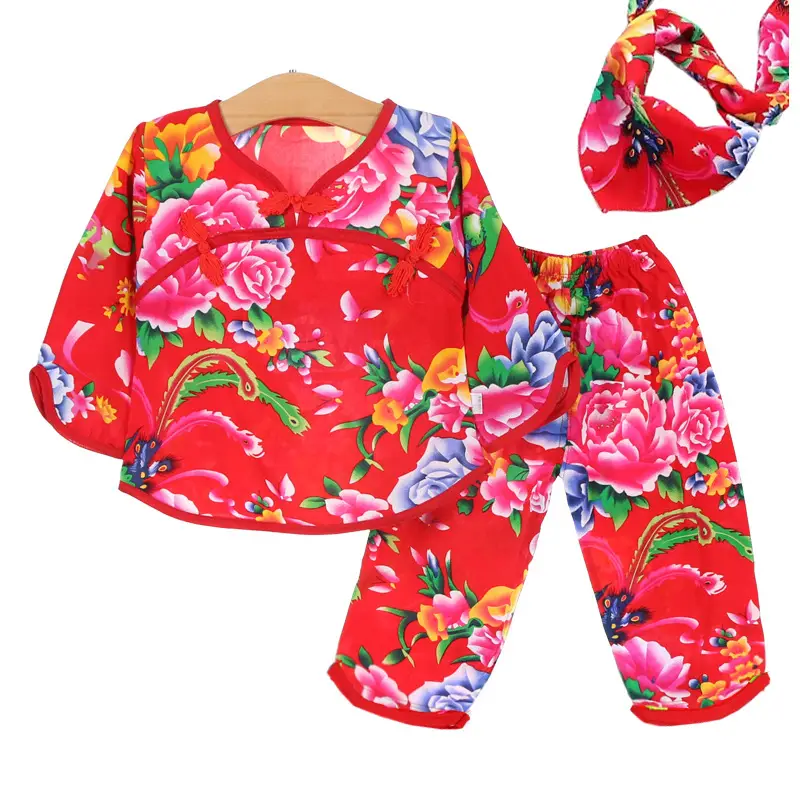 Women's Red Floral Pajama Short Sleeve Suit