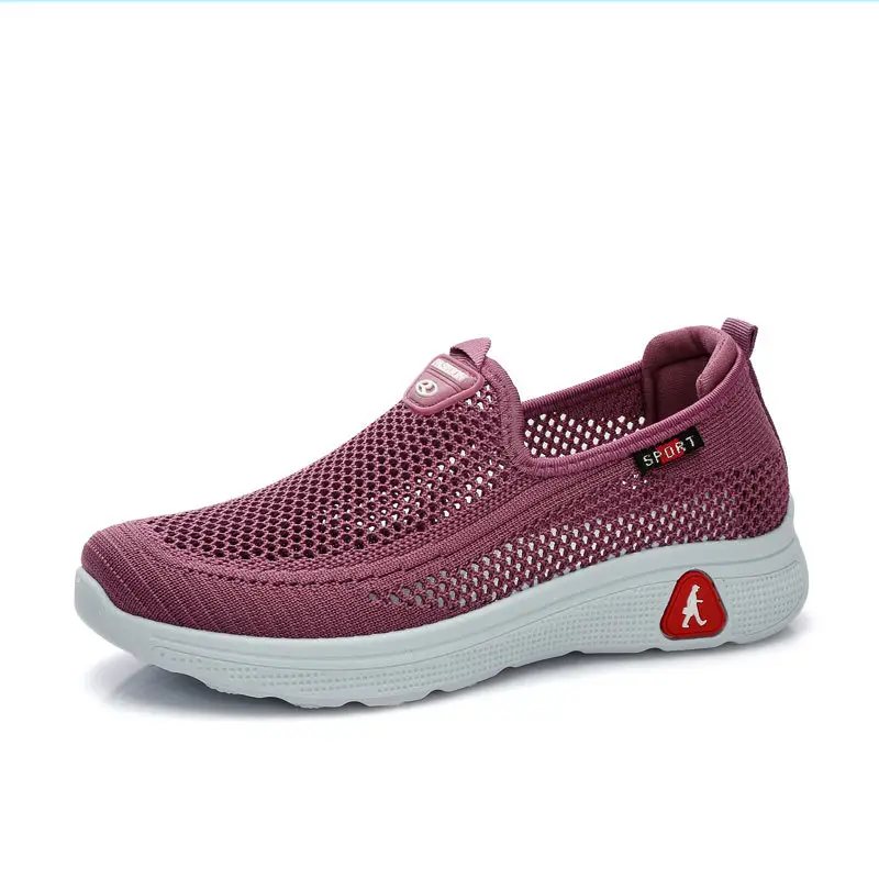 Old Beijing Cloth Shoes Summer Mesh Shoes Women's Breathable Mesh Thin Hollow Non-slip Soft Sole Walking Shoes for Middle-aged and Elderly Mothers