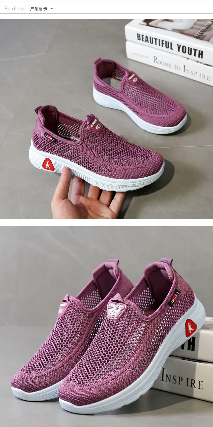 Old Beijing Cloth Shoes Summer Mesh Shoes Women's Breathable Mesh Thin Hollow Non-slip Soft Sole Walking Shoes for Middle-aged and Elderly Mothers — feature 5