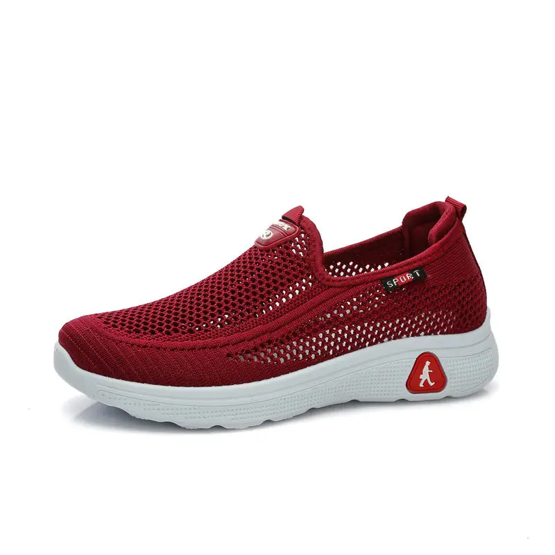 Old Beijing Cloth Shoes Summer Mesh Shoes Women's Breathable Mesh Thin Hollow Non-slip Soft Sole Walking Shoes for Middle-aged and Elderly Mothers